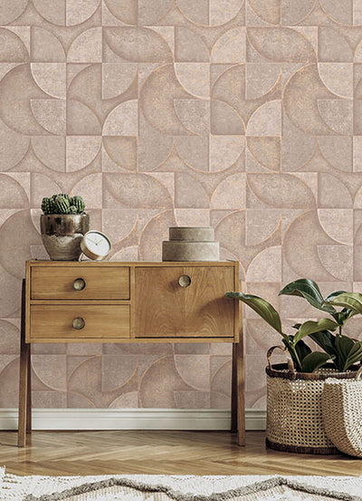 product image for Addison Blush Retro Geo Wallpaper from Fusion Advantage Collection by Brewster 31
