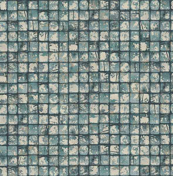 media image for Kingsley Blue Tiled Wallpaper from Fusion Advantage Collection by Brewster 220