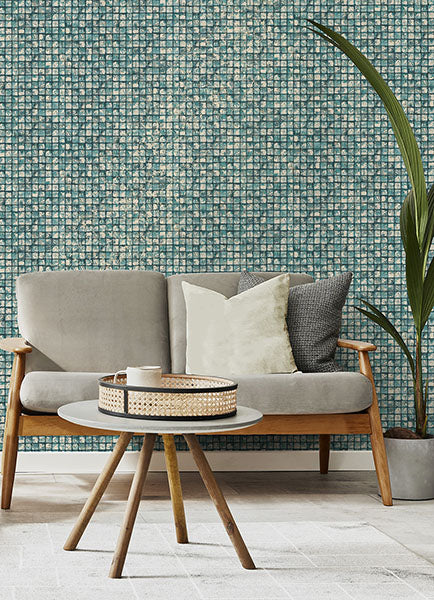 media image for Kingsley Blue Tiled Wallpaper from Fusion Advantage Collection by Brewster 252