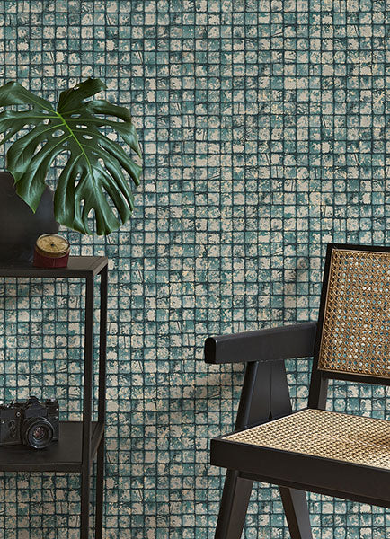 media image for Kingsley Blue Tiled Wallpaper from Fusion Advantage Collection by Brewster 298