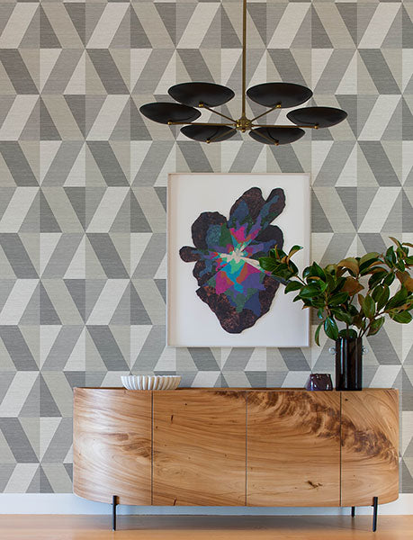 media image for Winslow Stone Geometric Faux Grasscloth Wallpaper 291