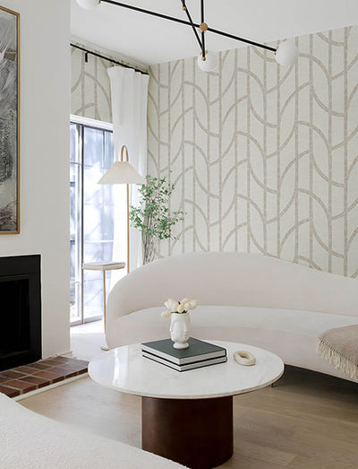 product image for Harlow Champagne Curved Contours Wallpaper 21