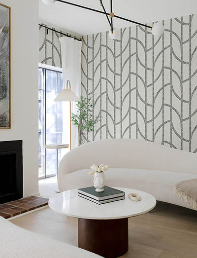 product image for Harlow Black Curved Contours Wallpaper 93