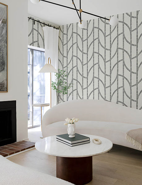 media image for Harlow Black Curved Contours Wallpaper 294