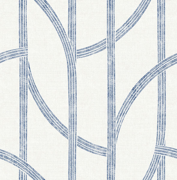 media image for Harlow Indigo Curved Contours Wallpaper 29