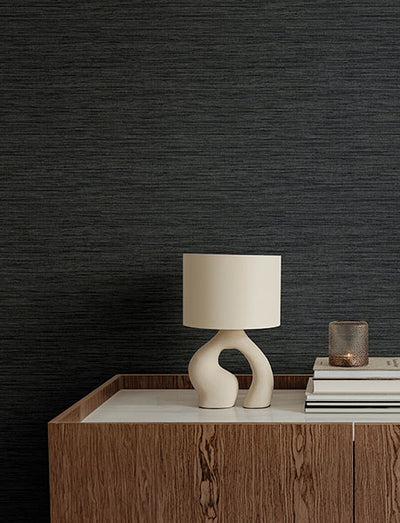 product image for Sheehan Black Faux Grasscloth Wallpaper 34