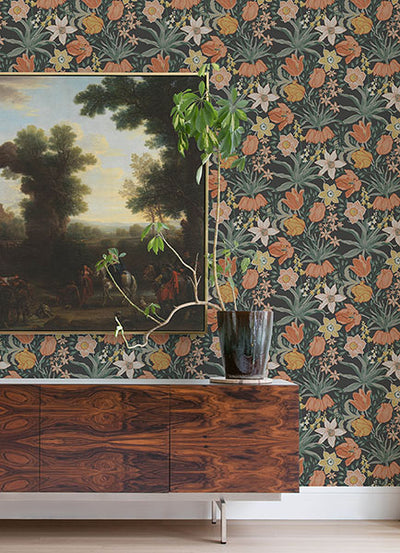 product image for Cecilia Black Tulip and Daffodil Wallpaper 58