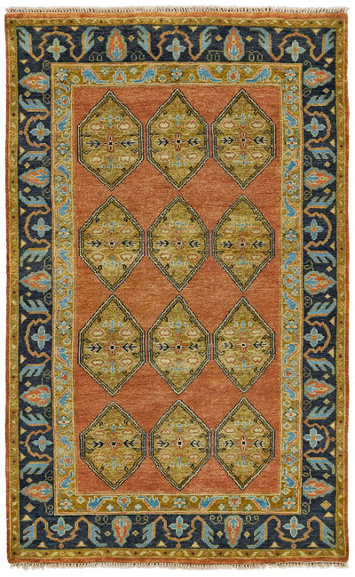 product image of Alden Hand Knotted Rust Gold Rug by BD Fine Flatshot Image 1 526