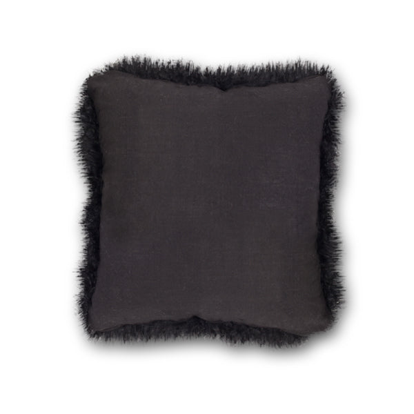 media image for Black Mongolian Sheepskin Pillow design by Moss Studio 211