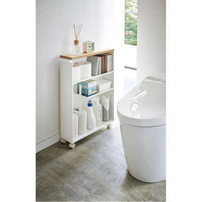 product image for Tower Rolling Slim Bathroom Cart With Handle by Yamazaki 11