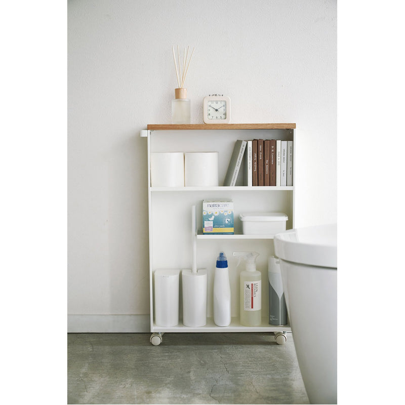 media image for Tower Rolling Slim Bathroom Cart With Handle by Yamazaki 298