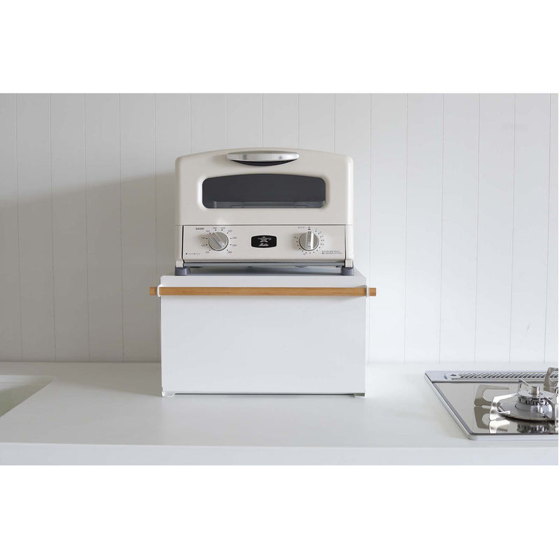 media image for Tosca Bread Box - White Steel and Wood by Yamazaki 250