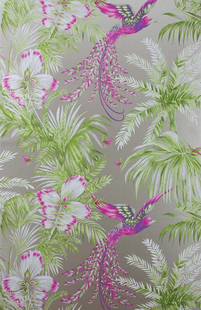product image of Bird Of Paradise Wallpaper in green and purple from the Samana Collection by Matthew Williamson 554