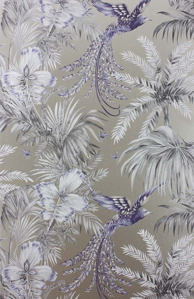 product image for Bird Of Paradise Wallpaper in purple and gray from the Samana Collection by Matthew Williamson 99