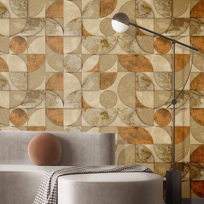 product image for Geometrico Rust/Gold Wallpaper from Stratum Collection by Galerie Wallcoverings 61