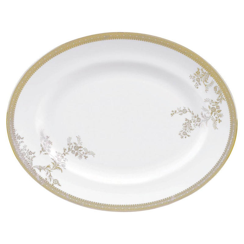 media image for Vera Lace Gold Oval Platter by Vera Wang 220