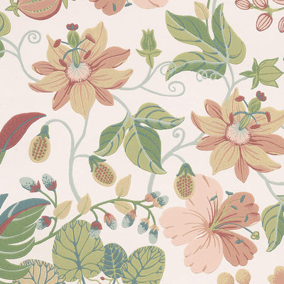 product image of Floral Large-Scale Wallpaper in Coral/Pink/Teal 597