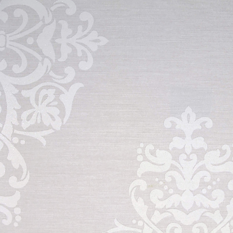 media image for Damask Large-Scale Wallpaper in Grey/Ivory 260