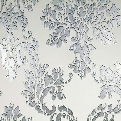 product image of Abstract Damask Exotic Wallpaper in Silver/Ivory 560