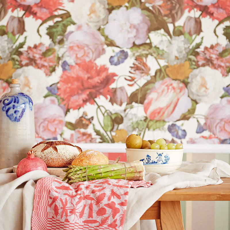 media image for Artistic Floral Wallpaper in Ivory/Pink 282