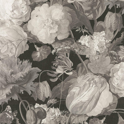 product image of Artistic Floral Wallpaper in Black/Grey 571
