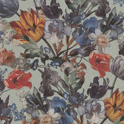 product image of Botanical Crackled Wallpaper in Seafoam/Orange 563