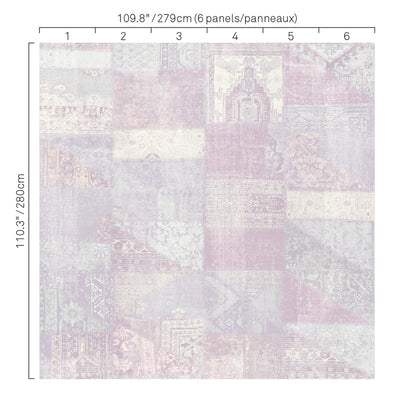 product image of Abstract Aztec Patchwork Wall Mural in Mauve/Teal 515