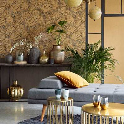 product image for Abstract Large-Scale Leaf Wallpaper in Gold/Grey 8