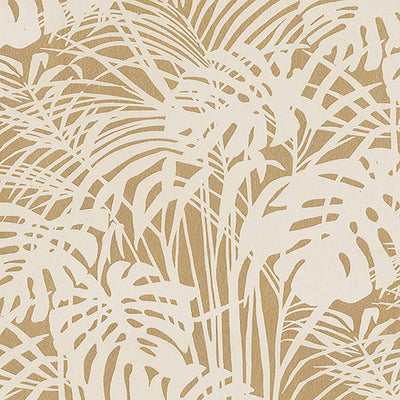 product image of Abstract Large-Scale Leaf Wallpaper in White/Gold 577