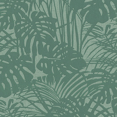 product image of Abstract Palm Leaf Textured Wallpaper in Teal/Green 579