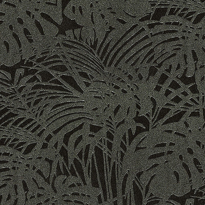 product image for Abstract Palm Leaf Textured Wallpaper in Grey/Black 88