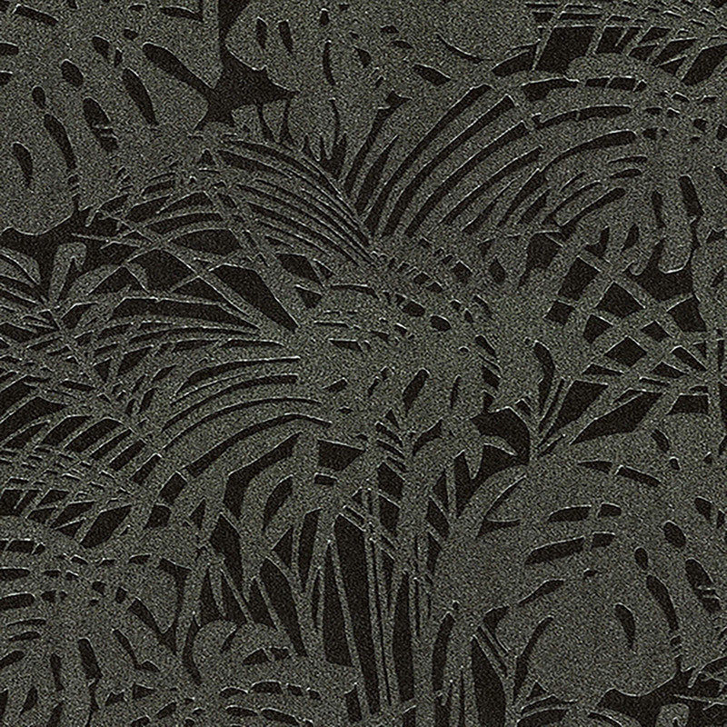 media image for Abstract Palm Leaf Textured Wallpaper in Grey/Black 284
