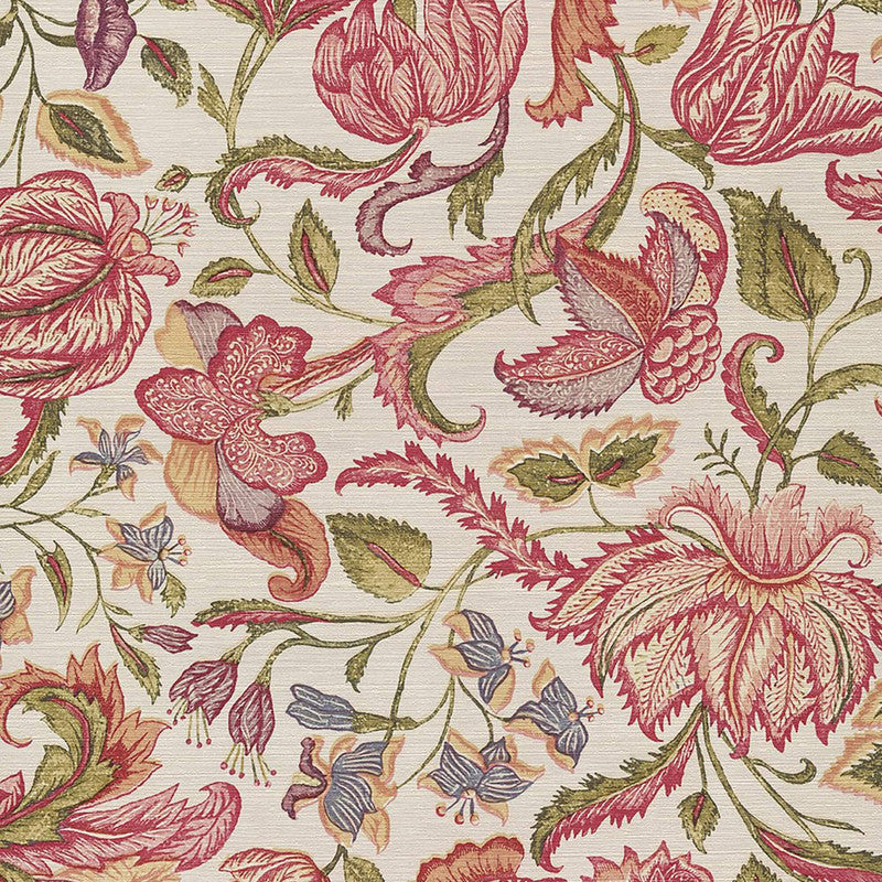 media image for Jacobean Floral Wallpaper in Cream/Pink 294