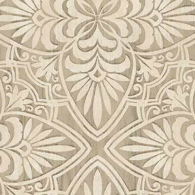product image of Floral Wood Carving Wallpaper in Brown/Cream 548