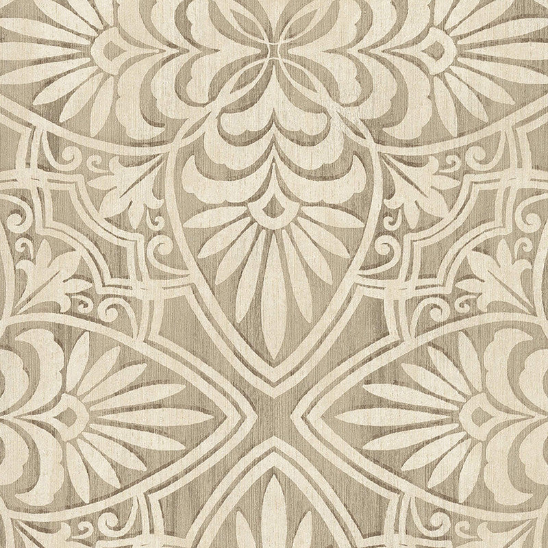 media image for Floral Wood Carving Wallpaper in Brown/Cream 263
