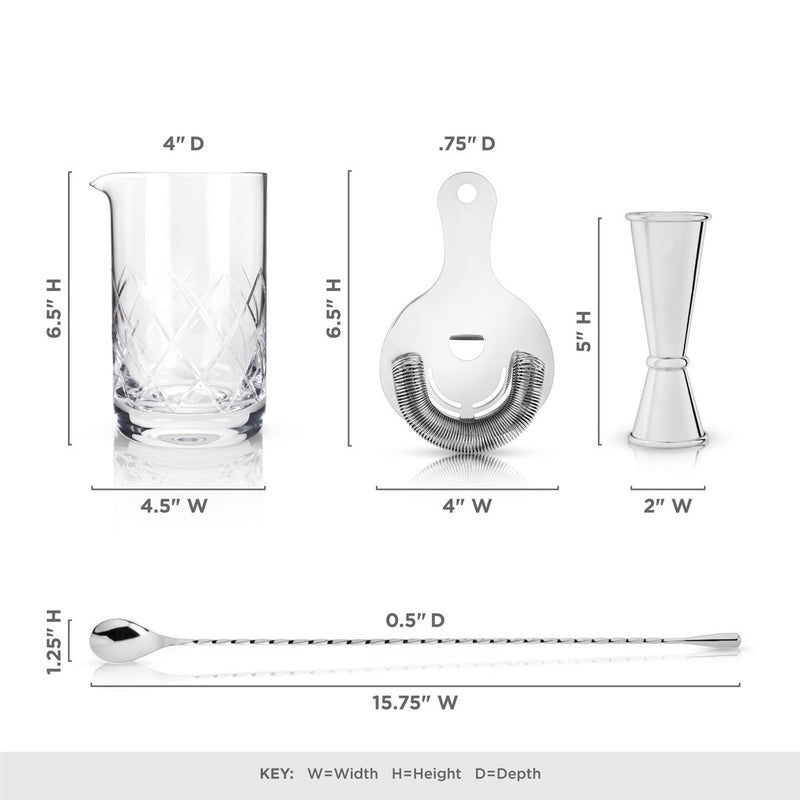 media image for 4 piece stainless steel mixologist barware 3 296