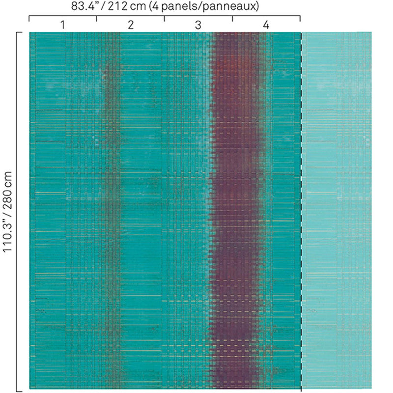 media image for Geometric Modern Stripe Wallpaper in Turquoise/Eggplant 264