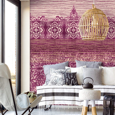 product image for Ikat Bordered Wallpaper in Purple 3