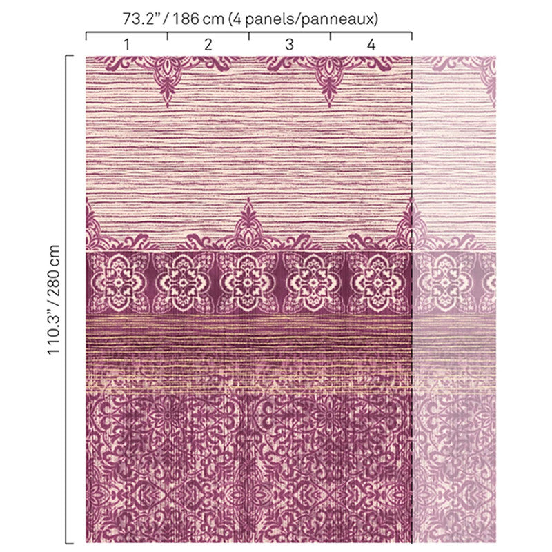 media image for Ikat Bordered Wallpaper in Purple 214