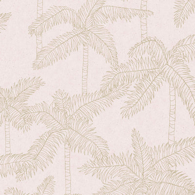 product image of Palm Trees Sketched Wallpaper in Gold/Soft Pink 549