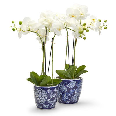 product image for blue and white hand painted planters set of 2 1 83