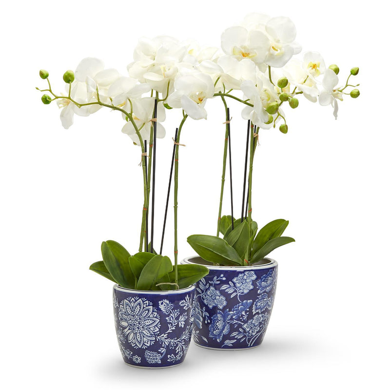 media image for blue and white hand painted planters set of 2 1 293