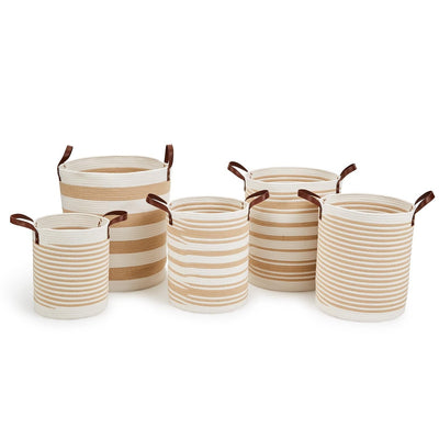 product image of Natural Neutrals Hand Crafted Striped Baskets Set Of 5 By Twos Company Twos 53851 1 579