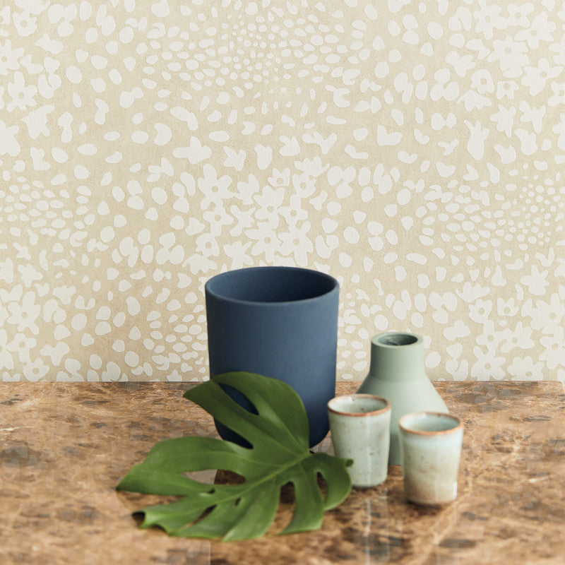 media image for Abstract Floral Wallpaper in Cream/Sand 297