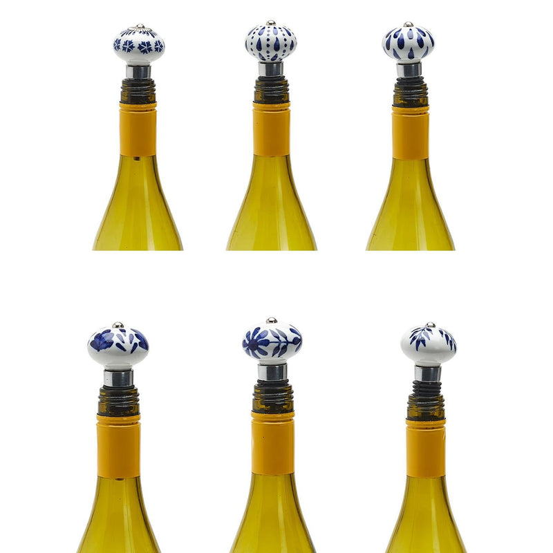 media image for Blue and White Hand-Painted Bottle Stopper 229