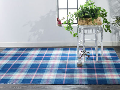 product image for Jens Hand Woven Bright Blue and Peony Pink Rug by BD Fine Roomscene Image 1 30