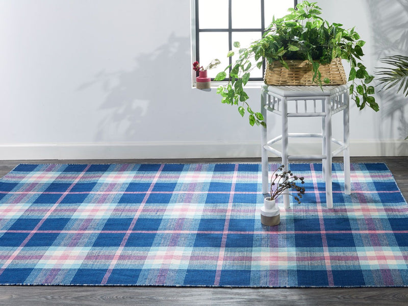 media image for Jens Hand Woven Bright Blue and Peony Pink Rug by BD Fine Roomscene Image 1 245