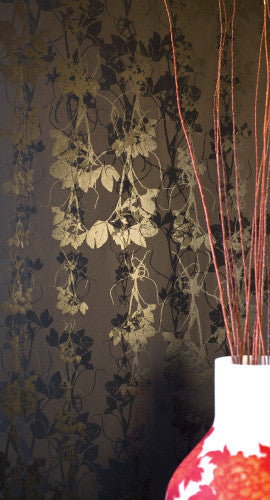 product image for Sleeping Briar Rose Wallpaper in Noir design by Jill Malek 1