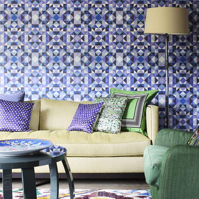 product image for Geometric Contemporary Edgy Wallpaper in Purple/Indigo 24
