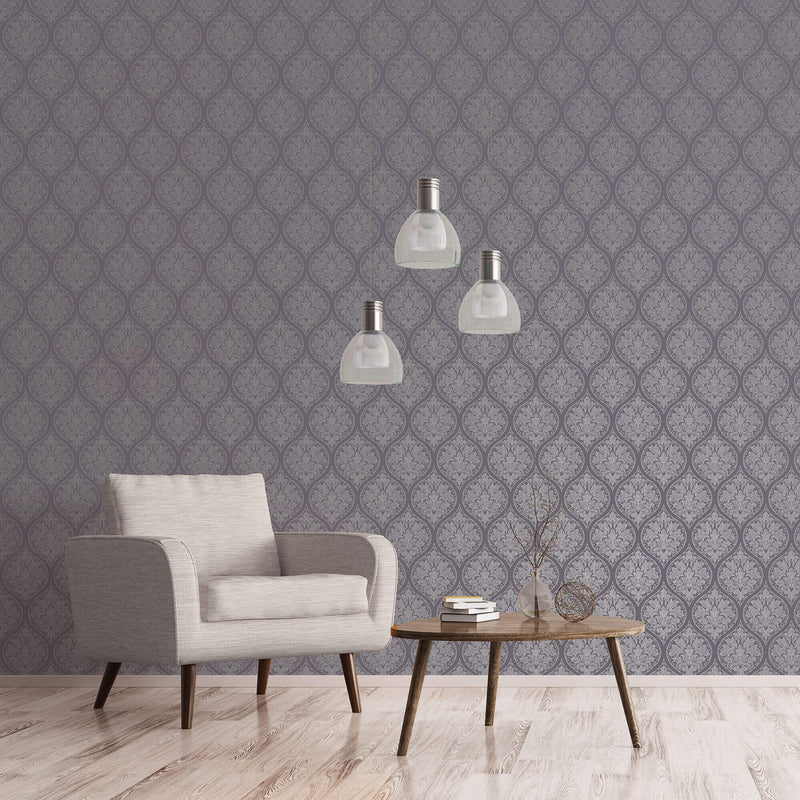 media image for Emporium Ogee Purple/Silver from the Emporium Collection by Galerie Wallcoverings 245